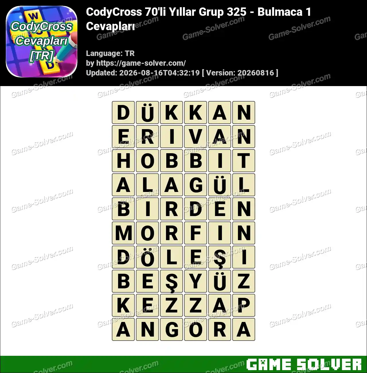 CodyCross 70’li Yıllar Grup 325 – Bulmaca 1 Cevapları